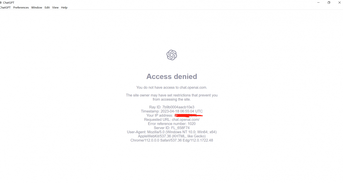 The Real Reason Behind ChatGPT Access Denied Error Reference Number: 1020